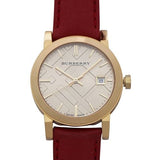 Burberry The City Gold Dial Red Leather Strap Watch for Women - BU9140 Buy Now By Burberry