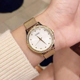 Guess Chelsea Mother of Pearl White Dial Gold Mesh Strap Watch For Women - W0647L3 Buy Now By Guess