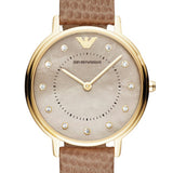 Emporio Armani Kappa Quartz Mother of Pearl Taupe Dial Brown Leather Strap Watch For Men - AR11151 Buy Now By Emporio Armani