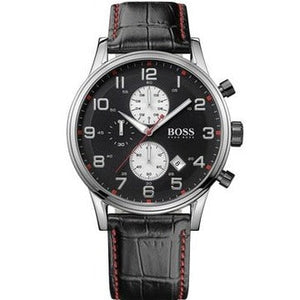 Hugo Boss Aeroliner Black Dial Black Leather Strap Watch for Men - 1512631 Buy Now By Hugo Boss
