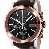 Gucci G Chrono Black Dial Brown Leather Strap Watch For Men - YA101202 Buy Now By Gucci