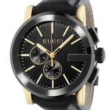 Gucci G Chrono Black Dial Black Leather Strap Watch For Men - YA101203 Buy Now By Gucci