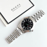 Gucci G Timeless Black Dial Silver Steel Strap Watch For Men - YA126201 Buy Now By Gucci