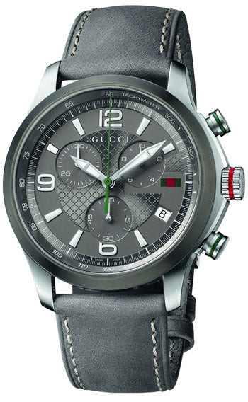 Gucci G Timeless Chronograph Grey Dial Grey Leather Strap Watch For Men - YA126242 Buy Now By Gucci