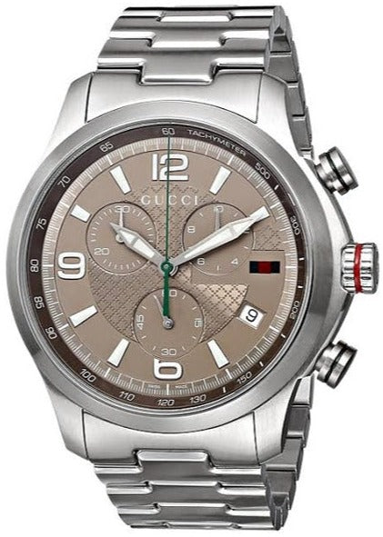 Gucci G Timeless Brown Dial Silver Steel Strap Watch For Men - YA126248 Buy Now By Gucci