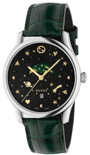 Gucci G-Timeless Black Dial Green Leather Strap Unisex Watch - YA126326 Buy Now By Gucci