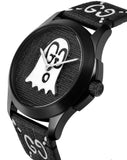 Gucci G Timeless Ghost Black Dial Black Leather Strap Watch For Men - YA1264018 Buy Now By Gucci