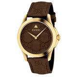Gucci G Timeless Quartz Brown Dial Brown Leather Strap Watch for Men - YA1264035 Buy Now By Gucci