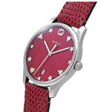 Gucci G-Timeless Mother of Pearl Red Dial Red Leather Strap Watch For Women - YA1264041 Buy Now By Gucci
