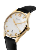 Gucci G-Timeless Mother of Pearl Dial Black Leather Strap Watch For Women - YA1264044 Buy Now By Gucci
