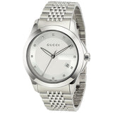Gucci G Timeless Diamonds Silver Dial Silver Steel Strap Watch For Men - YA126404 Buy Now By Gucci