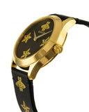 Gucci G Timeless Bee Motif Black Dial Black Leather Strap Watch For Women - YA1264055 Buy Now By Gucci