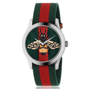 Gucci Le Marche des Merveilles Red & Green Dial Red & Green Nylon Strap Unisex Watch - YA1264060 Buy Now By Gucci