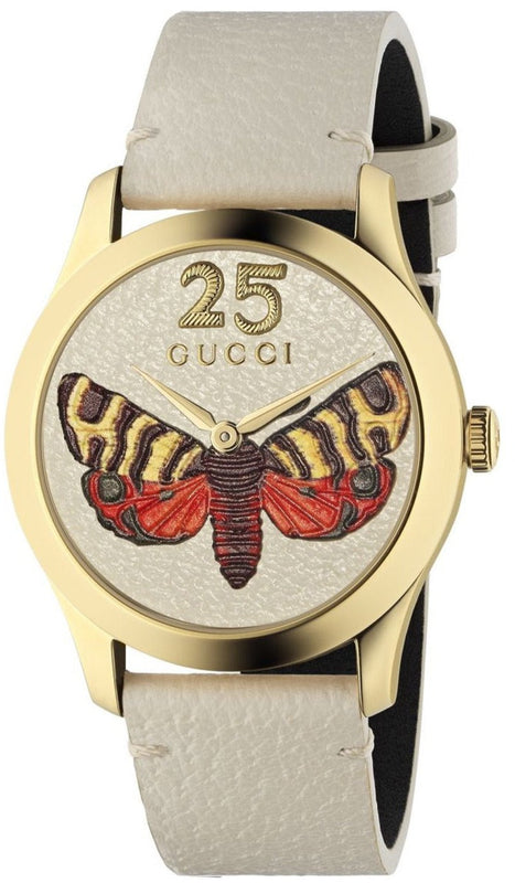 Gucci G Timeless Butterfly White Dial White Leather Strap Watch For Women - YA1264062 Buy Now By Gucci