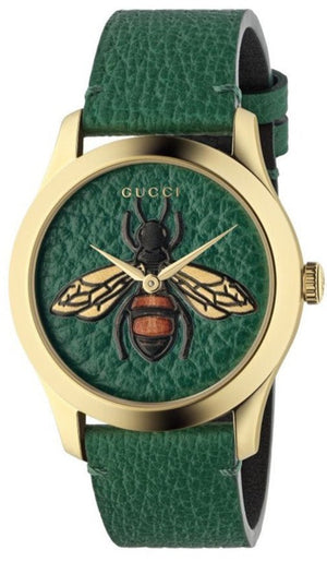 Gucci G Timeless Bee Green Dial Green Leather Strap Watch For Women - YA1264065 Buy Now By Gucci