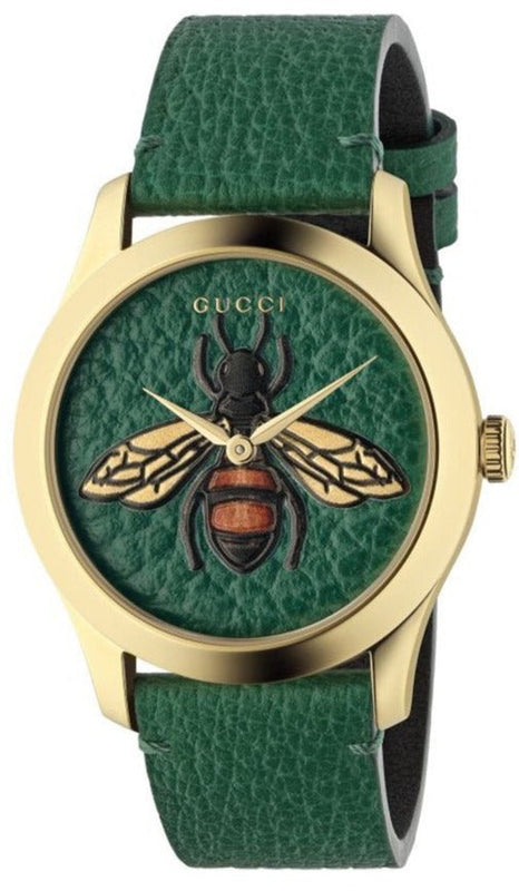 Gucci G Timeless Bee Green Dial Green Leather Strap Watch For Women - YA1264065 Buy Now By Gucci