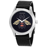 Gucci G Timeless Bee Black Dial Black Leather Strap Watch For Women - YA1264067 Buy Now By Gucci