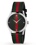Gucci G Timeless Quartz Black Dial Multicolored Black Leather Strap Watch For Men - YA1264079 Buy Now By Gucci