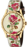 Gucci G Timeless Floral Gold Dial White Leather Strap Watch For Women - YA1264084 Buy Now By Gucci