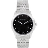 Gucci G Timeless Diamonds Black Dial Silver Steel Strap Watch For Women - YA126408 Buy Now By Gucci