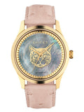 Gucci G Timeless Skeleton 16K Gold Mother of Pearl Dial Pink Leather Strap Watch For Women - YA1264110 Buy Now By Gucci