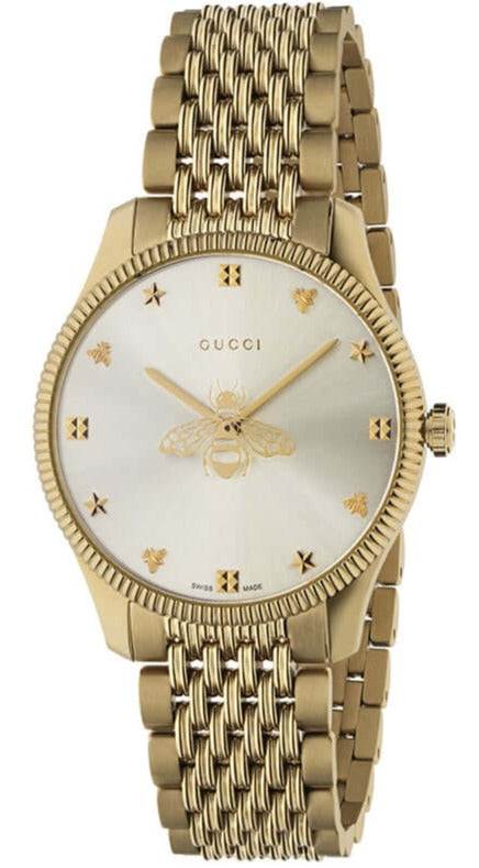 Gucci G Timeless Quartz Silver Dial Gold Steel Strap Watch For Women - YA1264155 Buy Now By Gucci