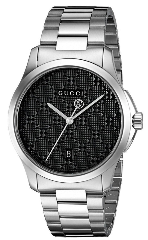 Gucci G Timeless Black Dial Silver Steel Strap Watch For Men - YA126460 Buy Now By Gucci