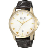 Gucci G Timeless Silver Dial Brown Leather Strap Watch for Men - YA126470 Buy Now By Gucci