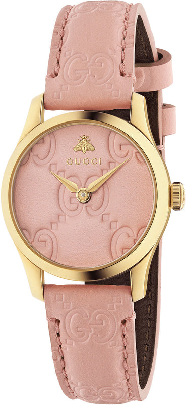 Gucci G Timeless Quartz Pink Dial Pink Leather Strap Watch For Women - YA1265005 Buy Now By Gucci