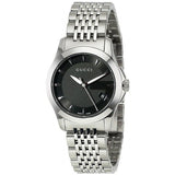 Gucci G Timeless Black Dial Silver Steel Strap Watch For Women - YA126502 Buy Now By Gucci