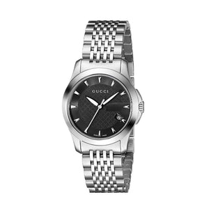 Gucci G Timeless Black Dial Silver Steel Strap Watch For Women - YA126502 Buy Now By Gucci