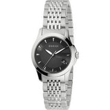Gucci G Timeless Black Dial Silver Steel Strap Watch For Women - YA126502 Buy Now By Gucci