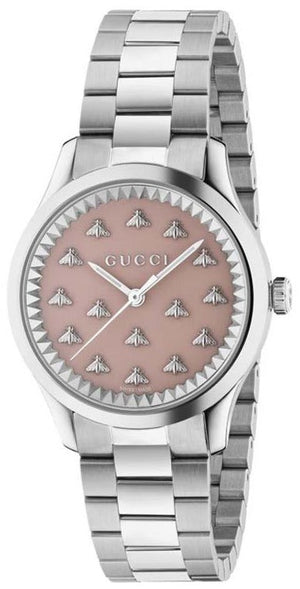 Gucci G Timeless Quartz Pink Dial Silver Steel Strap Watch for Women - YA1265033 Buy Now By Gucci