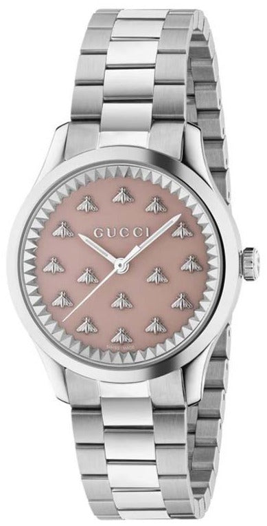 Gucci G Timeless Quartz Pink Dial Silver Steel Strap Watch for Women - YA1265033 Buy Now By Gucci