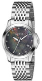 Gucci G Timeless Diamonds Mother of Pearl Black Dial Silver Steel Strap Watch For Women - YA126505 Buy Now By Gucci