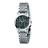 Gucci G Timeless Diamonds Mother of Pearl Black Dial Silver Steel Strap Watch For Women - YA126505 Buy Now By Gucci