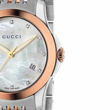 Gucci G Timeless Diamonds Mother of Pearl Dial Two Tone Mesh Bracelet Watch For Women - YA126514 Buy Now By Gucci