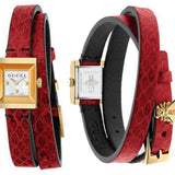 Gucci G Frame White Dial Red Leather Strap Watch For Women - YA128524 Buy Now By Gucci
