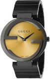 Gucci Interlocking G Quartz Gold Dial Black Steel Strap Watch For Women - YA133314 Buy Now By Gucci