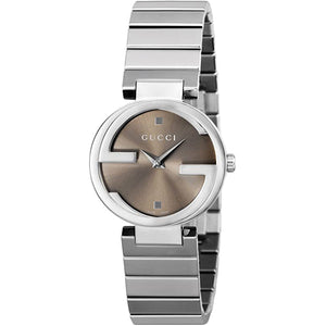 Gucci Interlocking G Brown Dial Silver Steel Strap Watch For Women - YA133506 Buy Now By Gucci