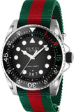 Gucci Dive Black Dial Red & Green Nylon Strap Watch For Men - YA136209 Buy Now By Gucci
