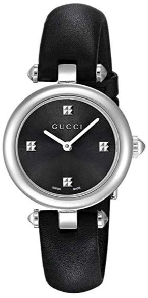 Gucci Diamantissima Quartz Diamonds Black Dial Black Leather Strap Watch for Women - YA141506 Buy Now By Gucci