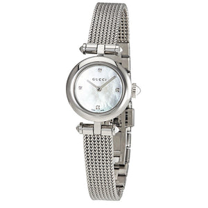 Gucci Diamantissima Diamonds Mother of Pearl Dial Silver Mesh Bracelet Watch for Women - YA141512 Buy Now By Gucci
