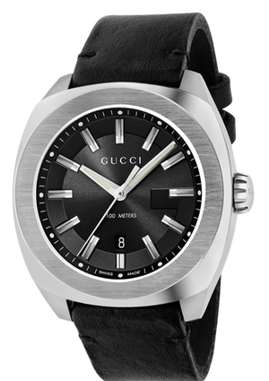 Gucci GG2570 Black Dial Black Leather Strap Watch For Men - YA142206 Buy Now By Gucci