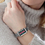 Gucci G Frame Red and Green Dial Silver Mesh Bracelet Watch For Women - YA147401 Buy Now By Gucci