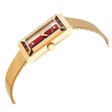 Gucci G Frame Quartz Diamonds White Red Blue Dial Gold Mesh Bracelet Watch For Women - YA147511 Buy Now By Gucci
