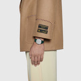 Gucci Grip Quartz Silver Dial Green Leather Strap Watch For Women - YA157404 Buy Now By Gucci