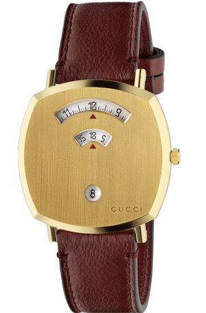 Gucci Grip Yellow Gold Dial Maroon Leather Strap Unisex Watch - YA157411 Buy Now By Gucci