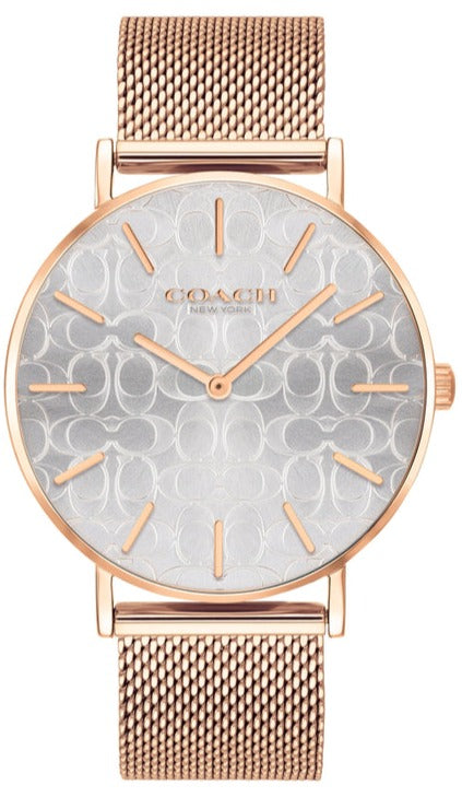 Coach Perry Silver Dial Rose Gold Mesh Bracelet Watch for Women - 14503386 Buy Now By Coach