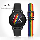 Armani Exchange Cayde Analog Black Dial Black Leather Strap Watch For Men - AX7120 Buy Now By Armani Exchange
